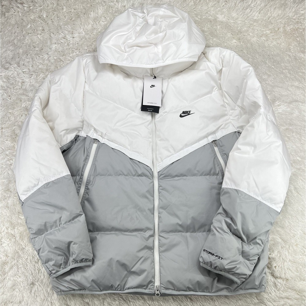Nike Storm-Fit Down Fill White Gray Hooded New Jacket DD6795-100 Mens Size XL